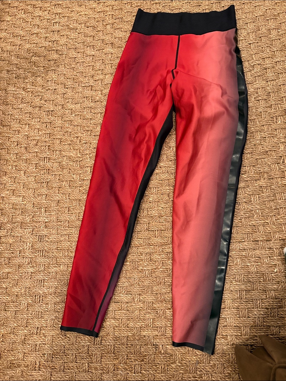 ultracor Women’s Red Ombre Active Leggings with Black Side Panel size small